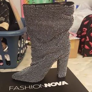 Fashion Nova black studded boots